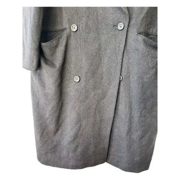 Cashmere Wool Moda Ritorno Wool Double Breast Long Coat in Black, Men's L/XL